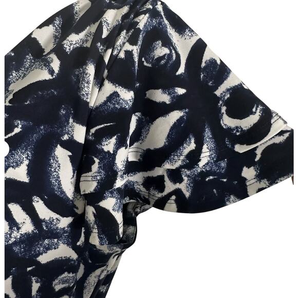 Lauren Ralph Lauren 10P Faux Wrap. Navy White Office Career Sexy Ruched Dress - Picture 4 of 10